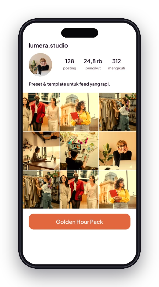 Mockup feed Instagram Lumera di ponsel